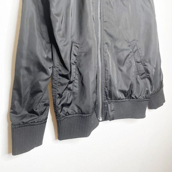 Members Only Washed Satin Iconic Boyfriend Bomber Flight Jacket Grey Women's XS - Picture 5 of 8